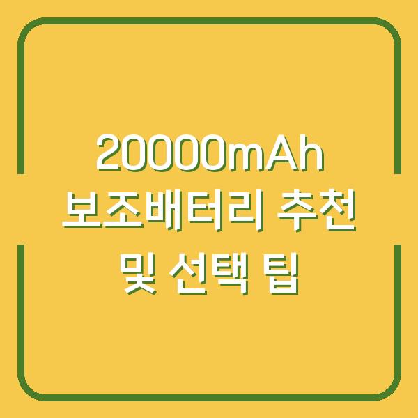 20000mAh 보조배터리 추천 및 선택 팁