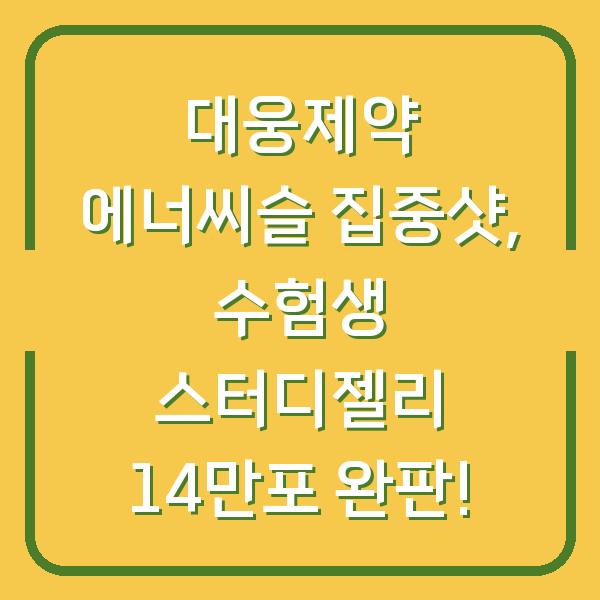 대웅제약 에너씨슬 집중샷, 수험생 스터디젤리 14만포 완판!