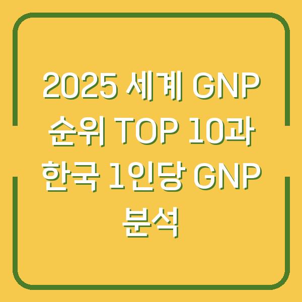 2025 세계 GNP 순위 TOP 10과 한국 1인당 GNP 분석