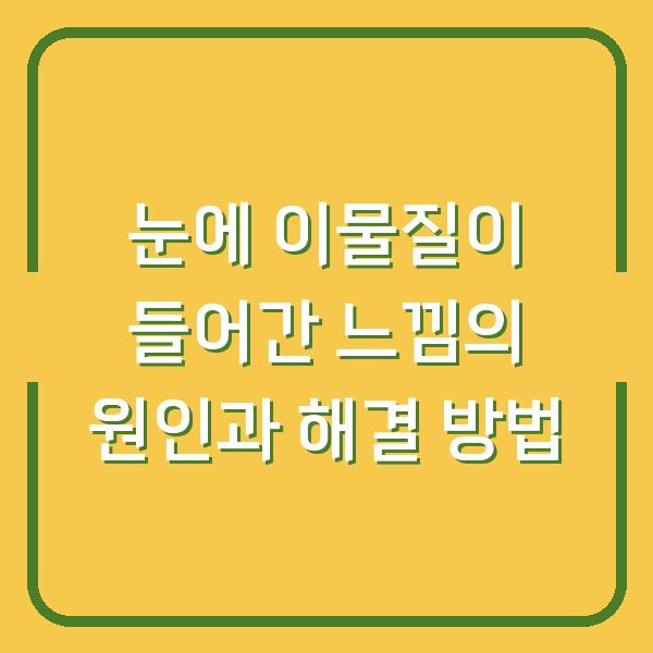 눈에 이물질이 들어간 느낌의 원인과 해결 방법