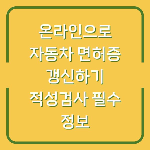 온라인으로 자동차 면허증 갱신하기 적성검사 필수 정보