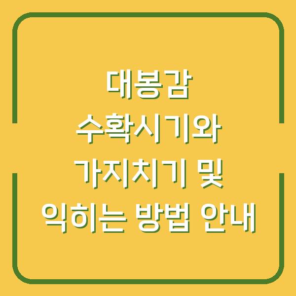 대봉감 수확시기와 가지치기 및 익히는 방법 안내