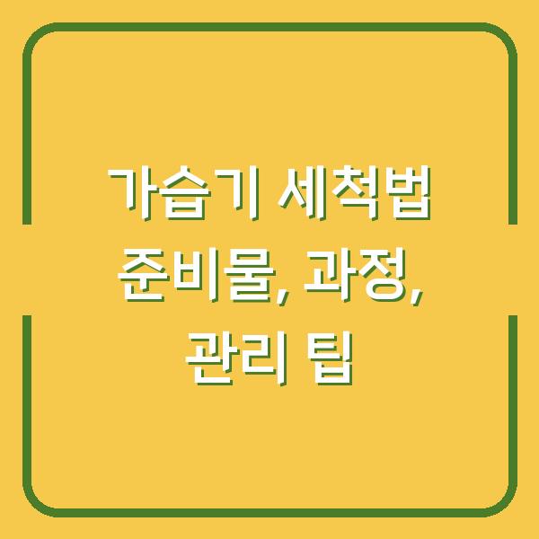 가습기 세척법 준비물, 과정, 관리 팁