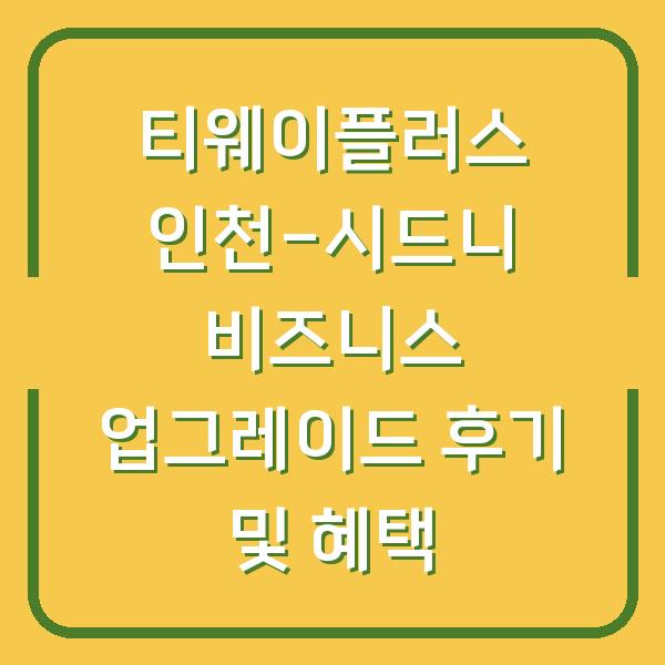 티웨이플러스 인천-시드니 비즈니스 업그레이드 후기 및 혜택