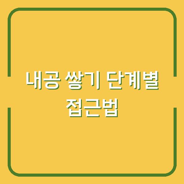 내공 쌓기 단계별 접근법