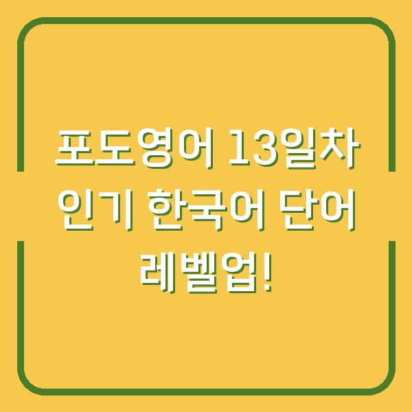 포도영어 13일차 인기 한국어 단어 레벨업!