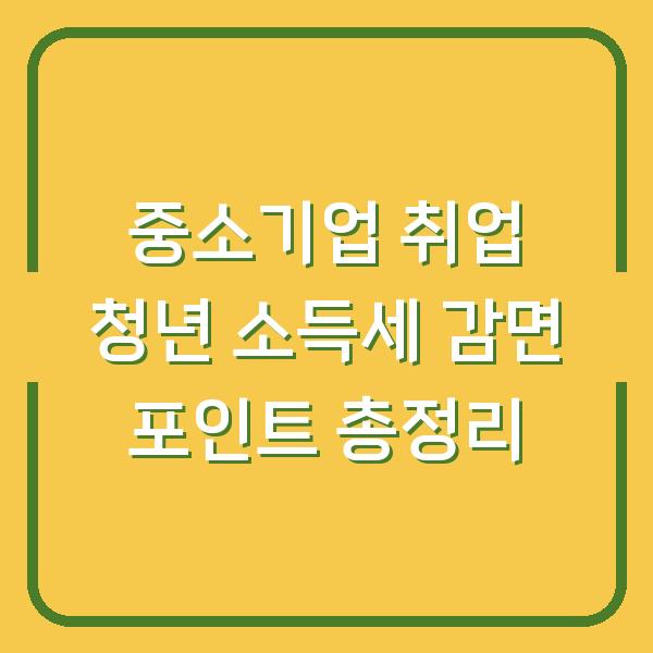 중소기업 취업 청년 소득세 감면 포인트 총정리