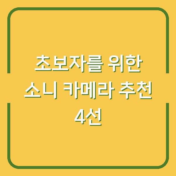 초보자를 위한 소니 카메라 추천 4선