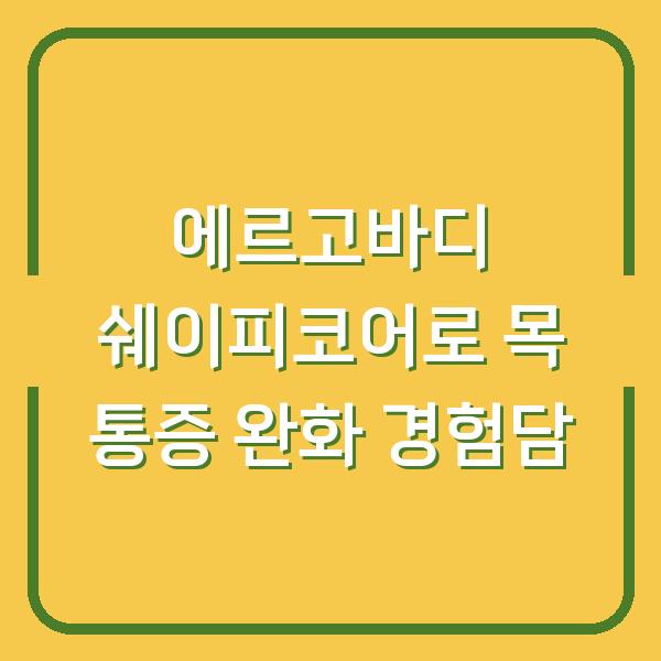 에르고바디 쉐이피코어로 목 통증 완화 경험담
