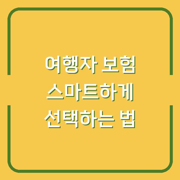 여행자 보험 스마트하게 선택하는 법