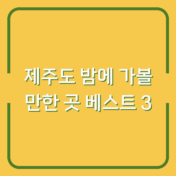 제주도 밤에 가볼 만한 곳 베스트 3
