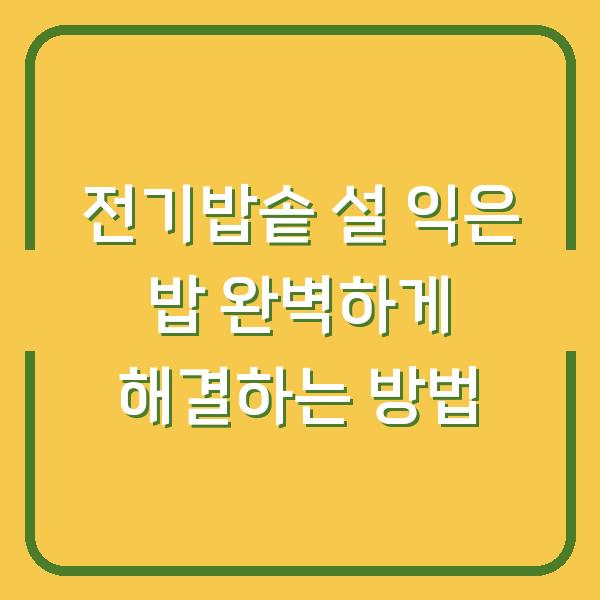 전기밥솥 설 익은 밥 완벽하게 해결하는 방법