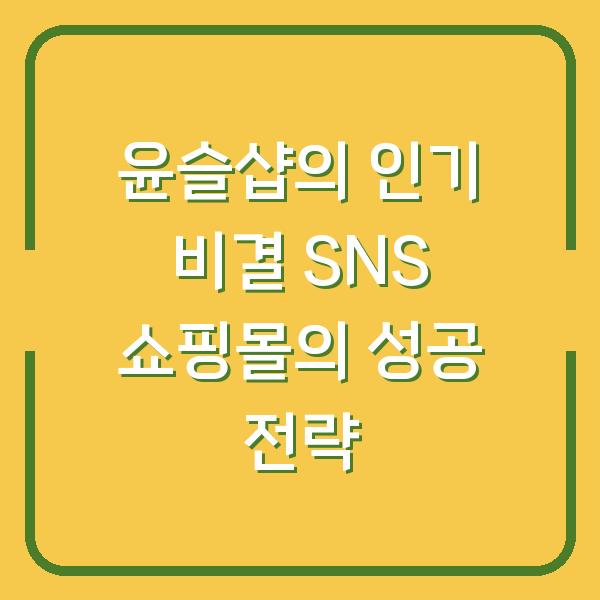 윤슬샵의 인기 비결 SNS 쇼핑몰의 성공 전략