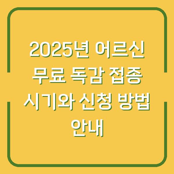 2025년 어르신 무료 독감 접종 시기와 신청 방법 안내