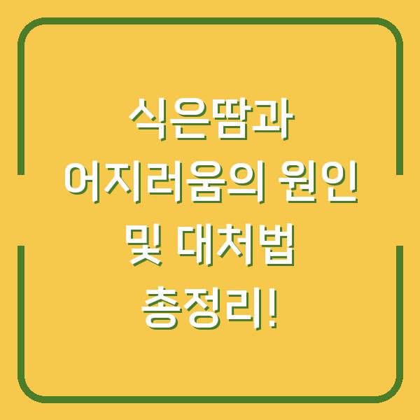 식은땀과 어지러움의 원인 및 대처법 총정리!