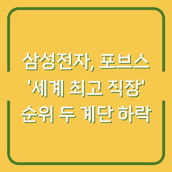 삼성전자, 포브스 ‘세계 최고 직장’ 순위 두 계단 하락