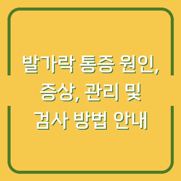 발가락 통증 원인, 증상, 관리 및 검사 방법 안내