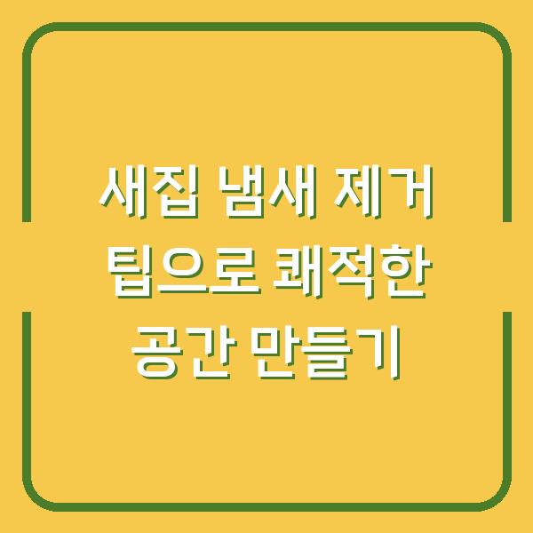새집 냄새 제거 팁으로 쾌적한 공간 만들기