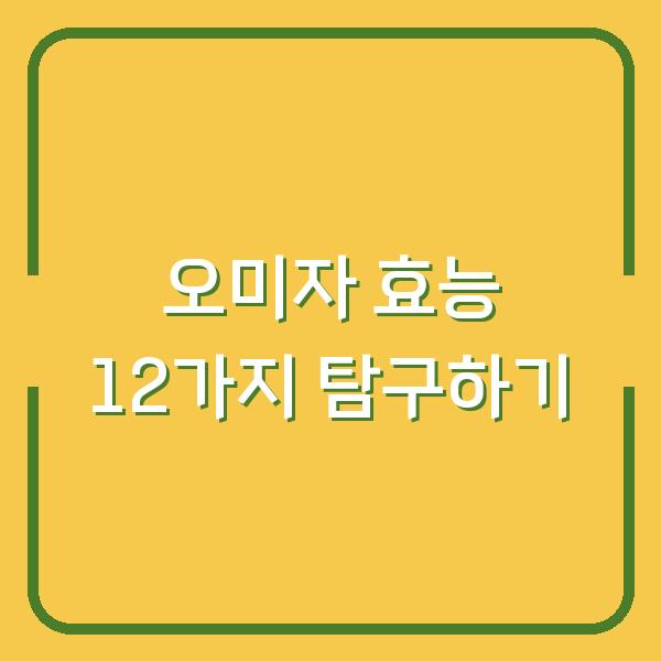 오미자 효능 12가지 탐구하기