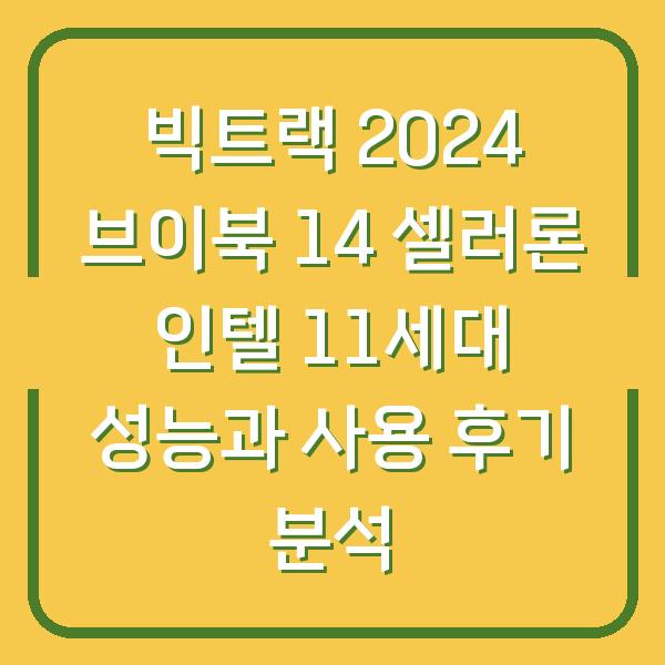 빅트랙 2024 브이북 14 셀러론 인텔 11세대 성능과 사용 후기 분석
