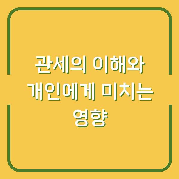 관세의 이해와 개인에게 미치는 영향