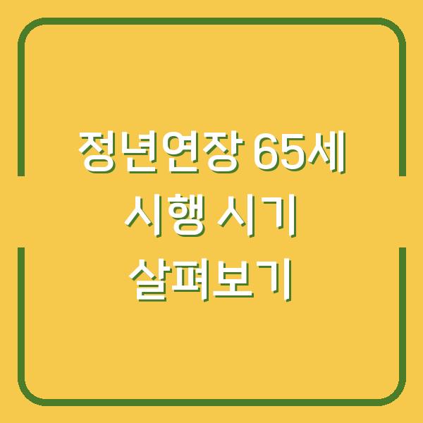 정년연장 65세 시행 시기 살펴보기