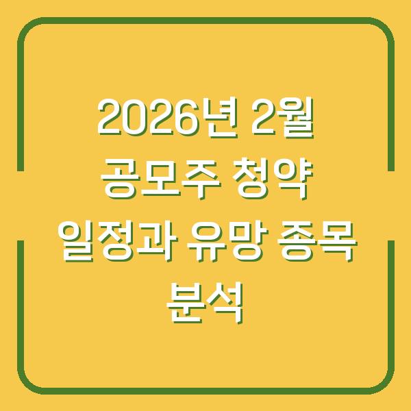 2026년 2월 공모주 청약 일정과 유망 종목 분석