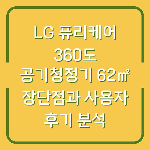 LG 퓨리케어 360도 공기청정기 62㎡ 장단점과 사용자 후기 분석