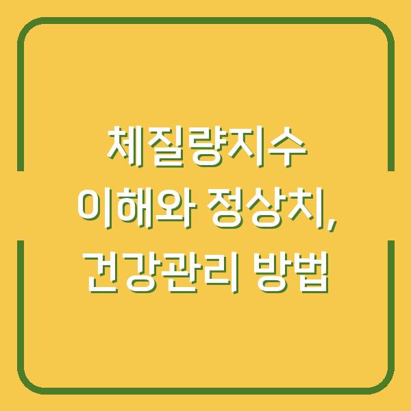 체질량지수 이해와 정상치, 건강관리 방법