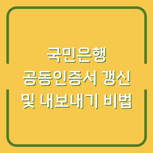 국민은행 공동인증서 갱신 및 내보내기 비법