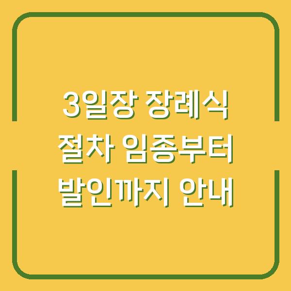 3일장 장례식 절차 임종부터 발인까지 안내