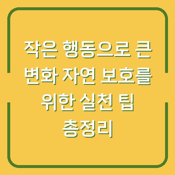 작은 행동으로 큰 변화 자연 보호를 위한 실천 팁 총정리