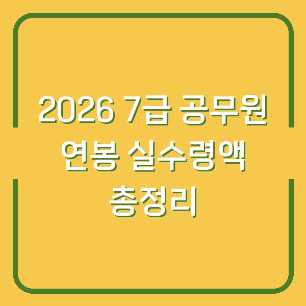 2026 7급 공무원 연봉 실수령액 총정리