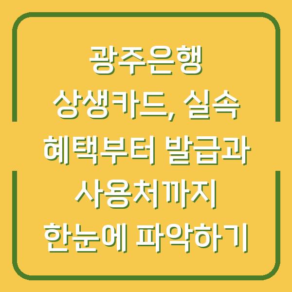 광주은행 상생카드, 실속 혜택부터 발급과 사용처까지 한눈에 파악하기