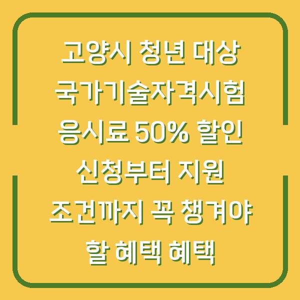 고양시 청년 대상 국가기술자격시험 응시료 50% 할인 신청부터 지원 조건까지 꼭 챙겨야 할 혜택 혜택