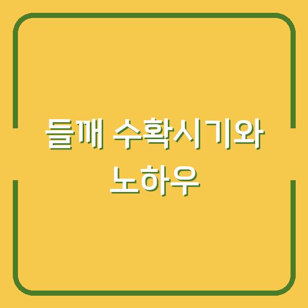 들깨 수확시기 놓치면 수확량 반토막? 베는 방법부터 말리기·터는 노하우까지