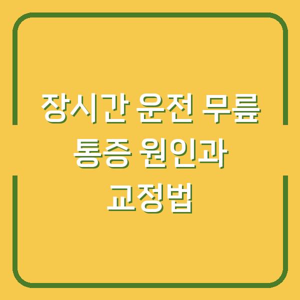 장시간 운전 후 오른쪽 무릎 통증, 원인 4가지와 운전 자세 교정법