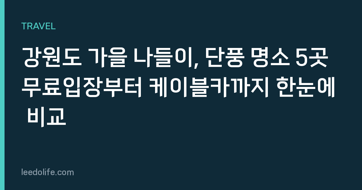 강원도 가을 나들이, 단풍 명소 5곳 무료입장부터 케이블카까지 한눈에 비교