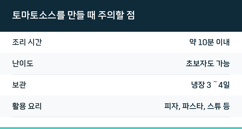 토마토소스를 만들 때 주의할 점